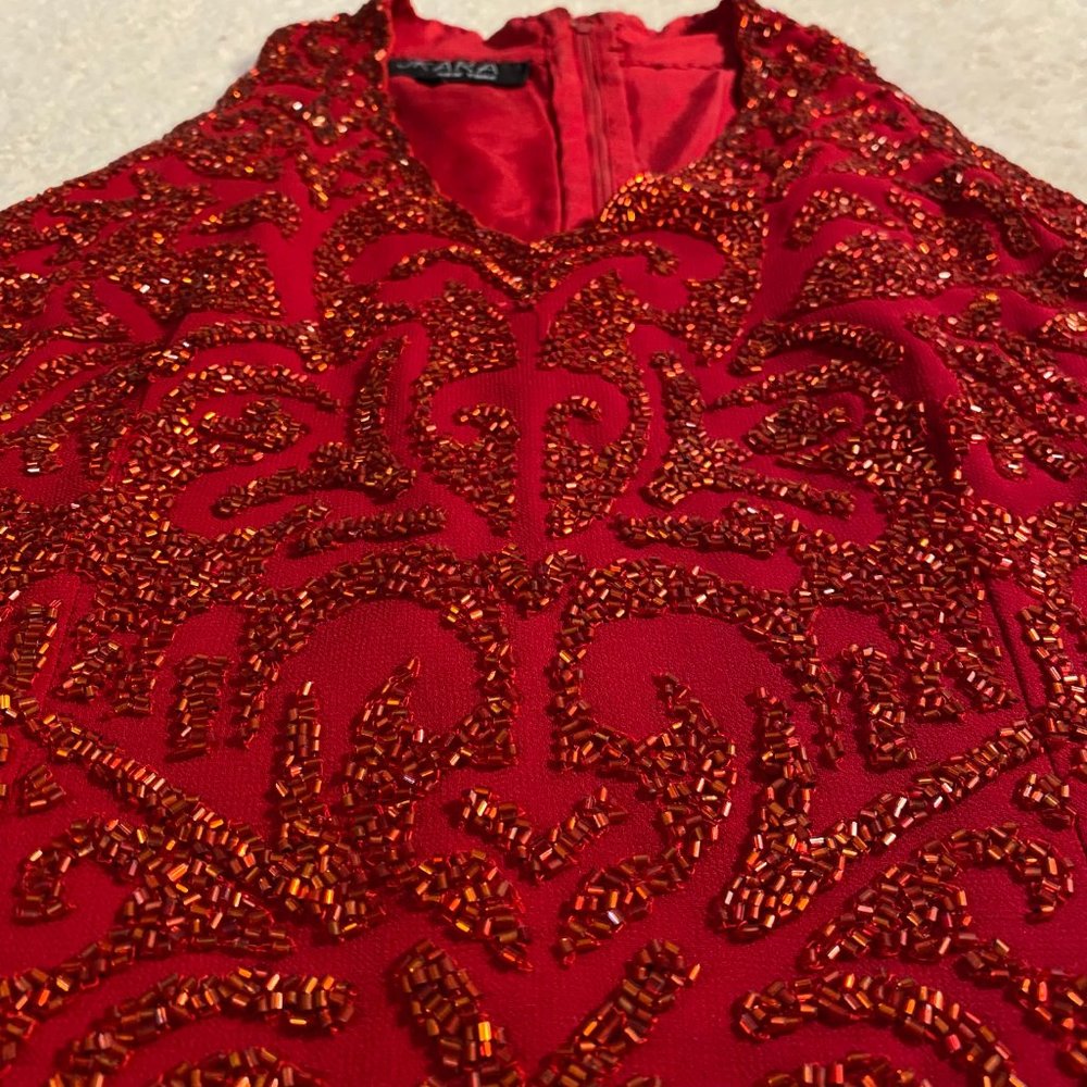 J Kara Red Beaded Tank Top - Picture 2 of 11